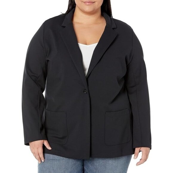 Amazon Essentials Women's Relaxed-Fit Soft Ponte Blazer XX-Large Black - Picture 1 of 6